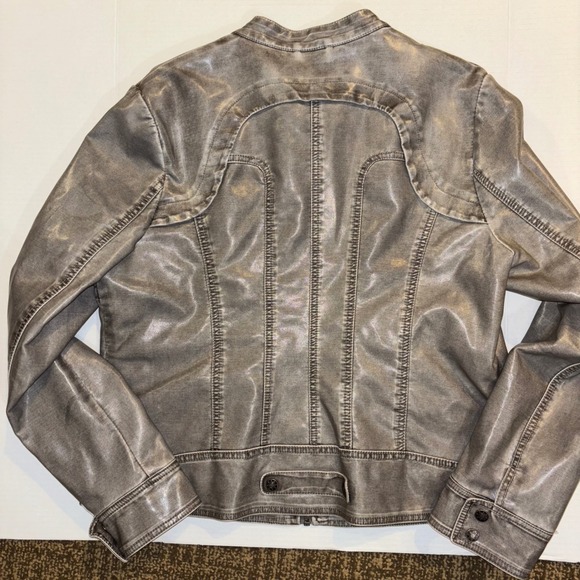 Ashley B Bernardo | Studded Faux Leather Moto Jacket | XL | Gray Rocker Biker - Picture 9 of 13